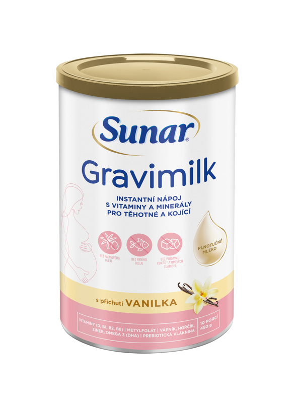 SUNAR Gravimilk s příchutí vanilky pro těhotné a kojící ženy 450 g