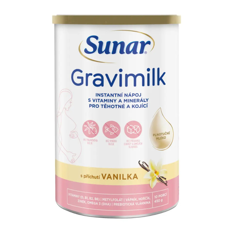 SUNAR Gravimilk s příchutí vanilky pro těhotné a kojící ženy 450 g