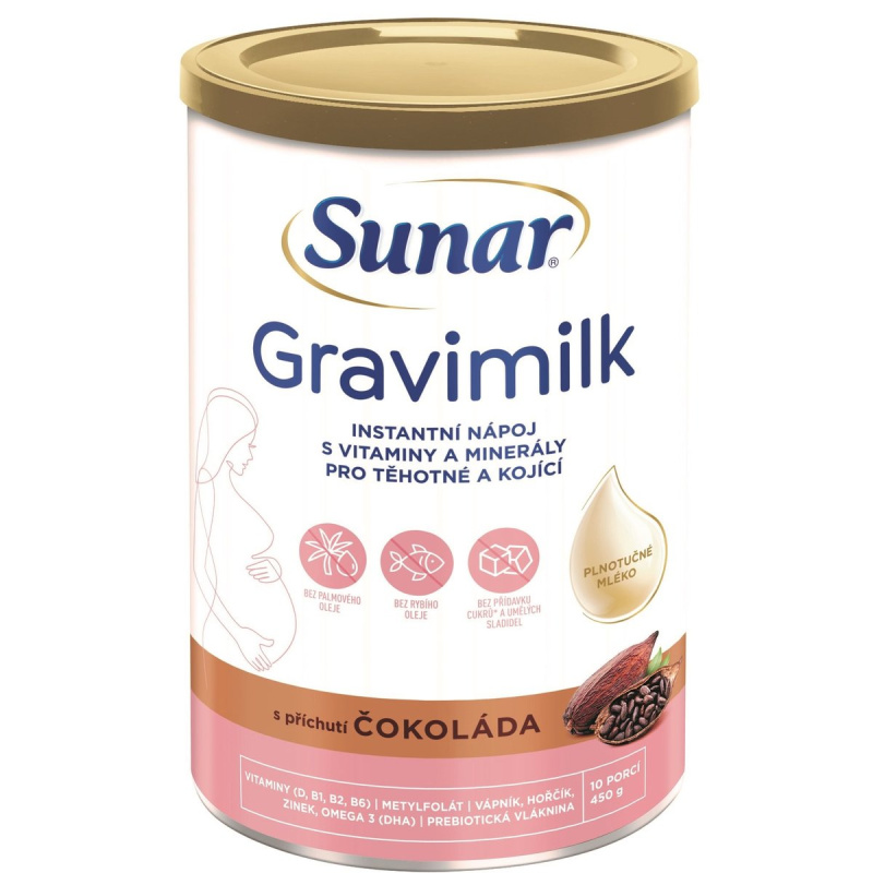 Sunar Gravimilk s příchutí čokolády pro těhotné a kojící ženy