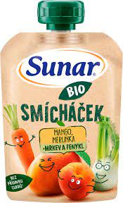 SUNAR Ovocná kapsička mango, meruňka, mrkev, fenykl BIO 100 g