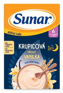 SUNAR Mléčná krupicová kaše vanilka na dobrou noc 6m+ 210 g