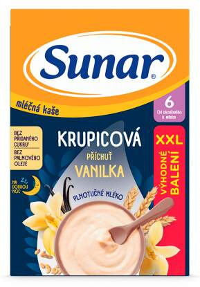 SUNAR Mléčná krupicová kaše vanilka na dobrou noc 6m+ 340 g