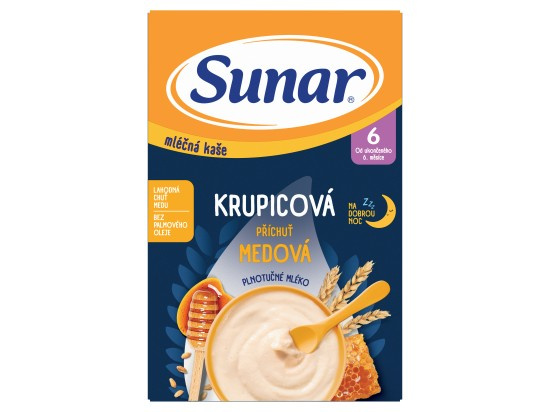 SUNAR Mléčná krupicová kaše medová na dobrou noc 6m+ 210 g