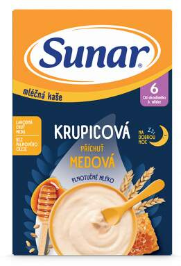 SUNAR Mléčná krupicová kaše medová na dobrou noc 6m+ 210 g