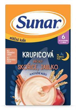 SUNAR Mléčná krupicová kaše skořice jablko na dobrou noc 6m+ 210 g
