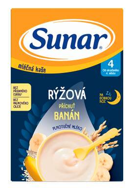 SUNAR Mléčná rýžová kaše na dobrou noc Banánová 4m+ 210 g