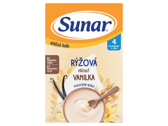 SUNAR Mléčná rýžová kaše vanilková 4m+ 210 g