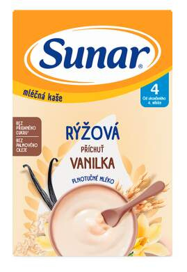 SUNAR Mléčná rýžová kaše vanilková 4m+ 210 g
