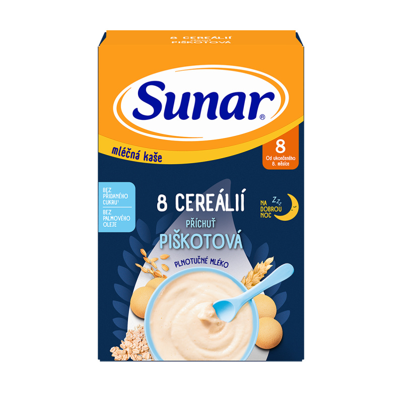 SUNAR Mléčná kaše 8 cerealií piškot na dobrou noc 8m+ 210 g