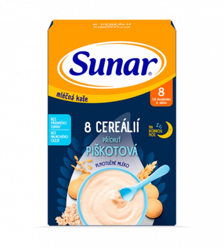SUNAR Mléčná kaše 8 cerealií piškot na dobrou noc 8m+ 210 g