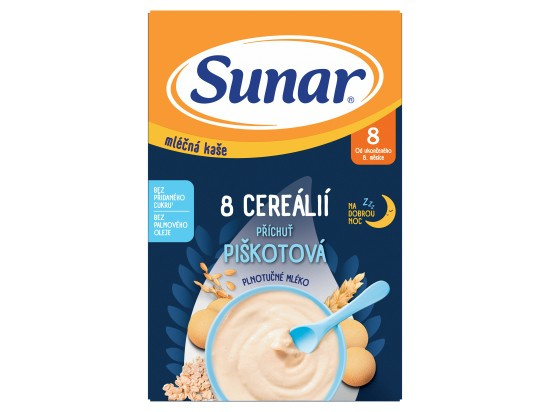 SUNAR Mléčná kaše 8 cerealií piškot na dobrou noc 8m+ 210 g