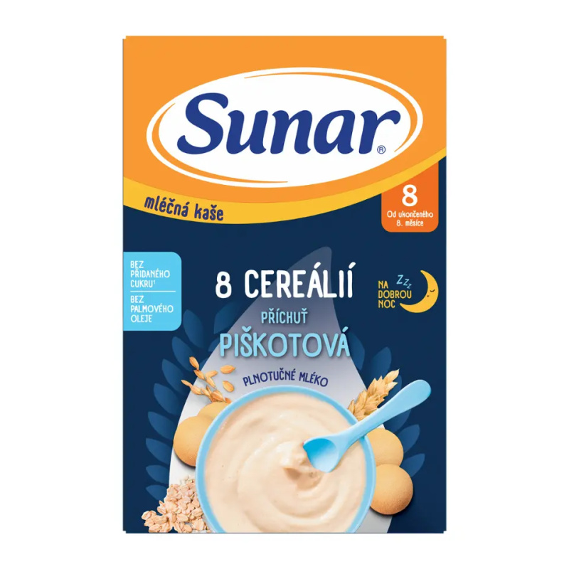 SUNAR Mléčná kaše 8 cerealií piškot na dobrou noc 8m+ 210 g