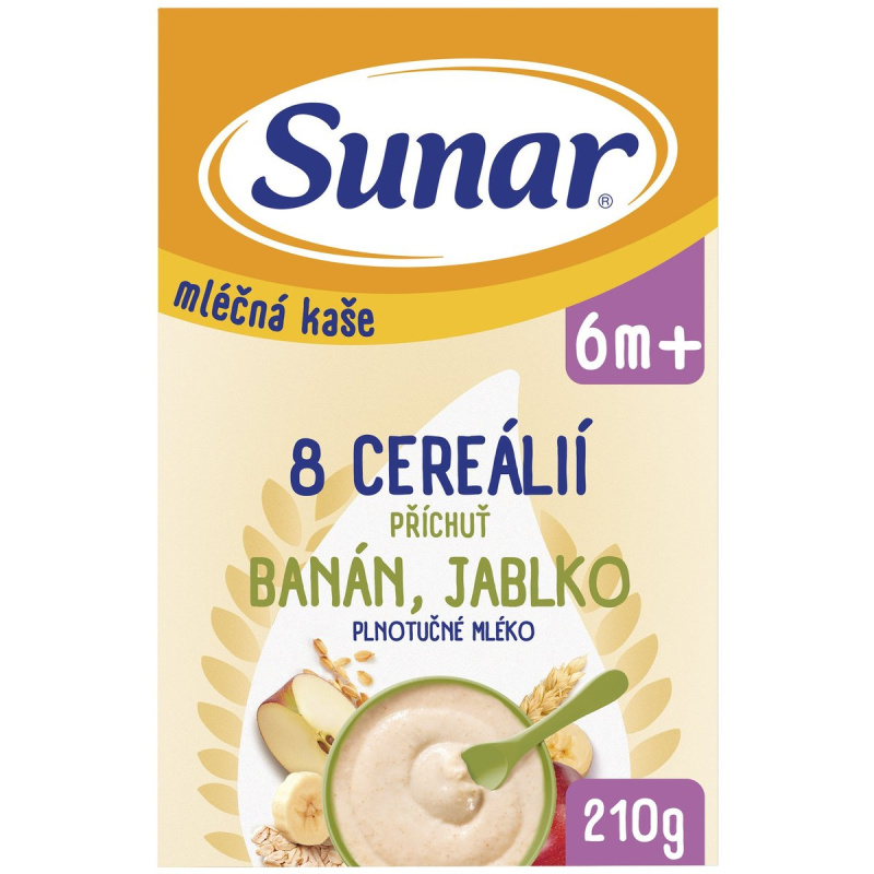 Sunar Mléčná kaše s 8 cereáliemi banán, jablko
