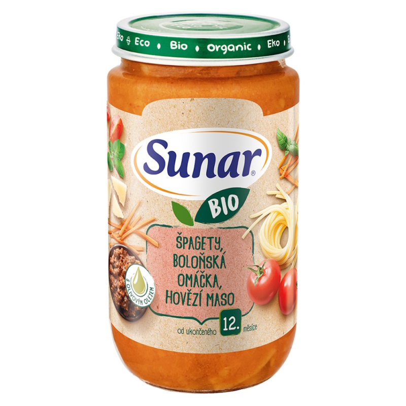 SUNAR Příkrm špagety boloňská omáčka hovězí maso 12m+ BIO 235 g