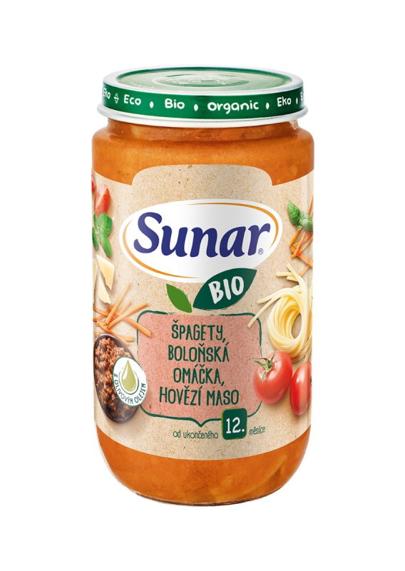 SUNAR Příkrm špagety boloňská omáčka hovězí maso 12m+ BIO 235 g
