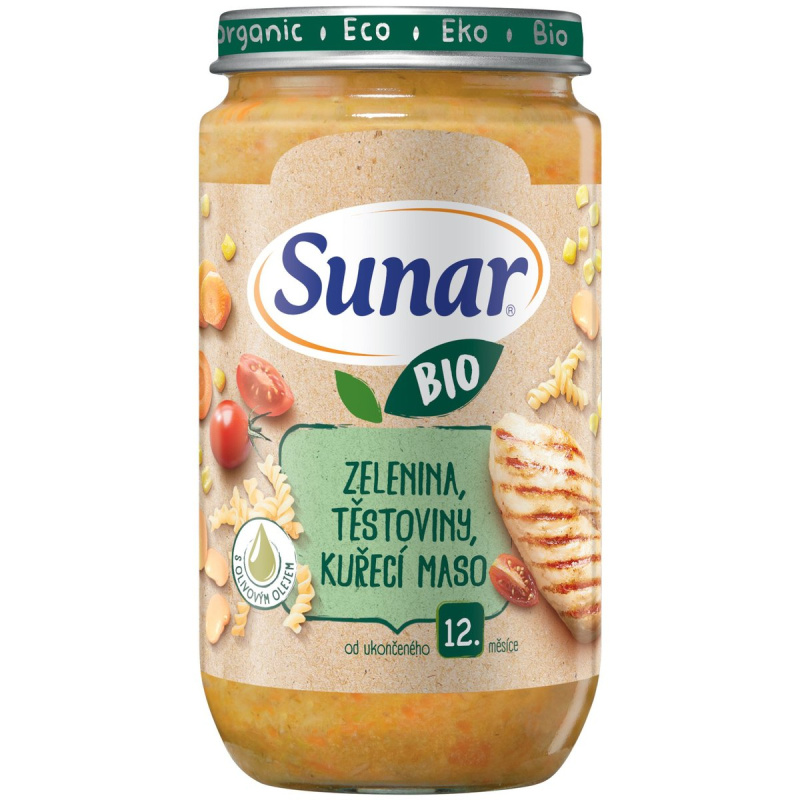 Sunar BIO příkrm zelenina, těstoviny a kuřecí maso od 12. měsíce