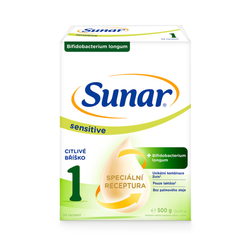Sunar Sensitive 1, počáteční kojenecké mléko 500 g