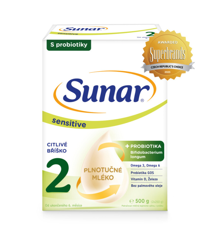 SUNAR Sensitive 2 pokračovací kojenecké mléko 6m+ 500 g