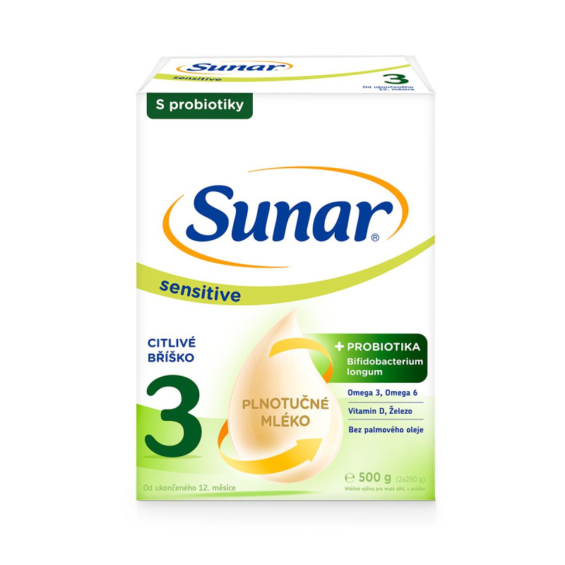 SUNAR Sensitive 3 pokračovací kojenecké mléko 12m+ 500 g
