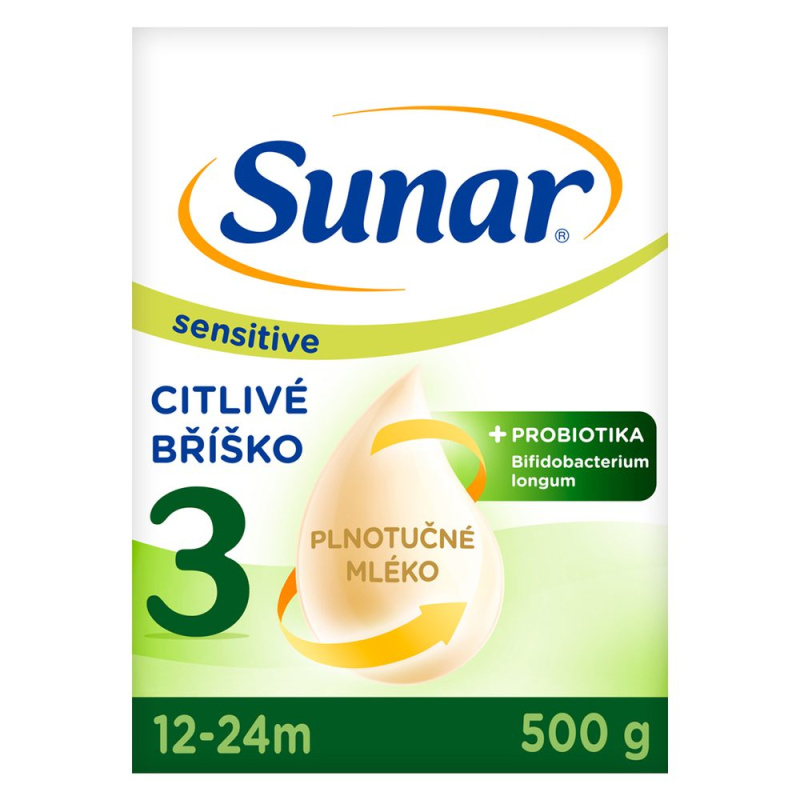 SUNAR Sensitive 3 pokračovací kojenecké mléko 12m+ 500 g
