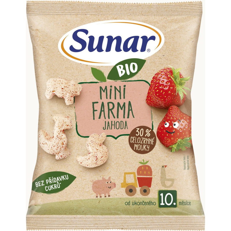 Sunar BIO Dětské křupky mini farma jahoda od 10. měsíce