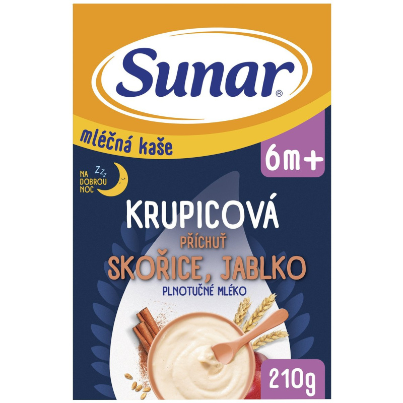 Sunar Mléčná krupicová kaše na dobrou noc skořice a jablko