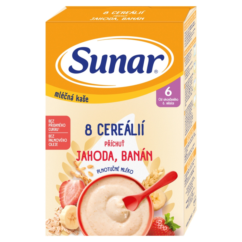 Sunar Mléčná kaše s 8 cereáliemi jahoda, banán