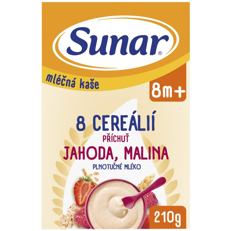 Sunar Mléčná kaše s 8 cereáliemi jahoda, malina
