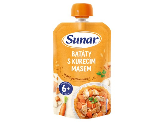 Sunar Příkrm Batáty s kuřecím masem 6m+ kapsička 120 g