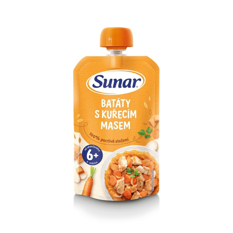 Sunar Příkrm Batáty s kuřecím masem 6m+ kapsička 120 g