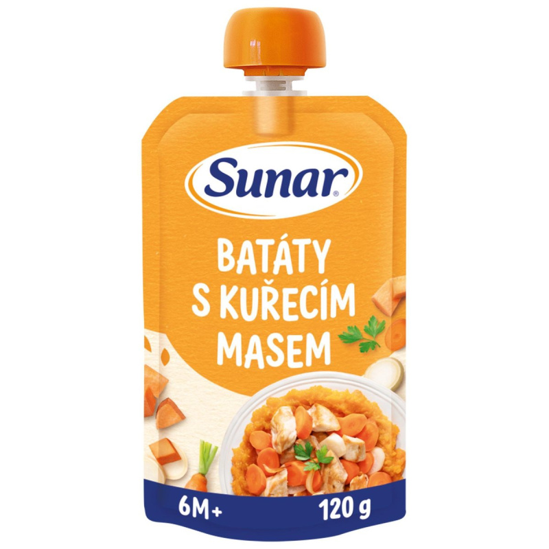 Sunar Příkrm Batáty s kuřecím masem 6m+ kapsička 120 g