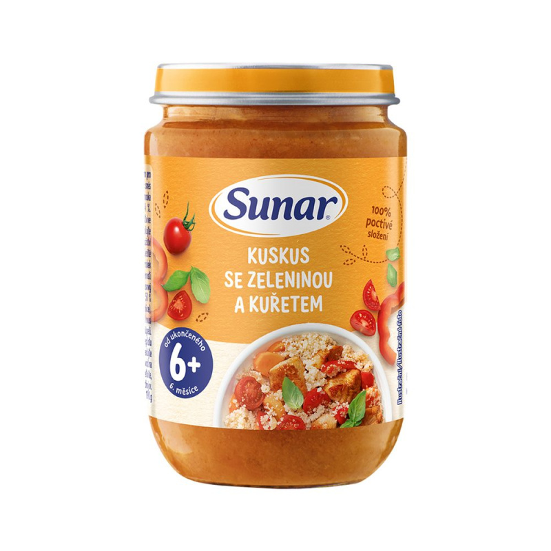 SUNAR Příkrm kuskus se zeleninou a kuřetem 6m+ 190 g