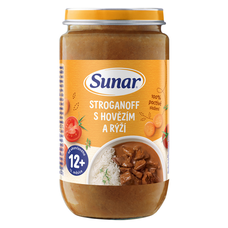 SUNAR Příkrm stroganov s hovězím a rýží 12m+ 235 g