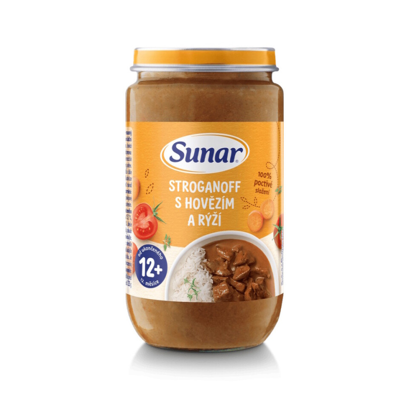 SUNAR Příkrm stroganov s hovězím a rýží 12m+ 235 g