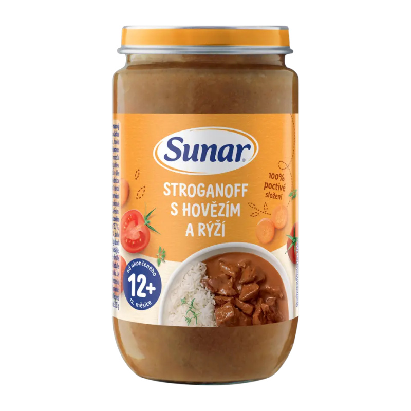 SUNAR Příkrm stroganov s hovězím a rýží 12m+ 235 g