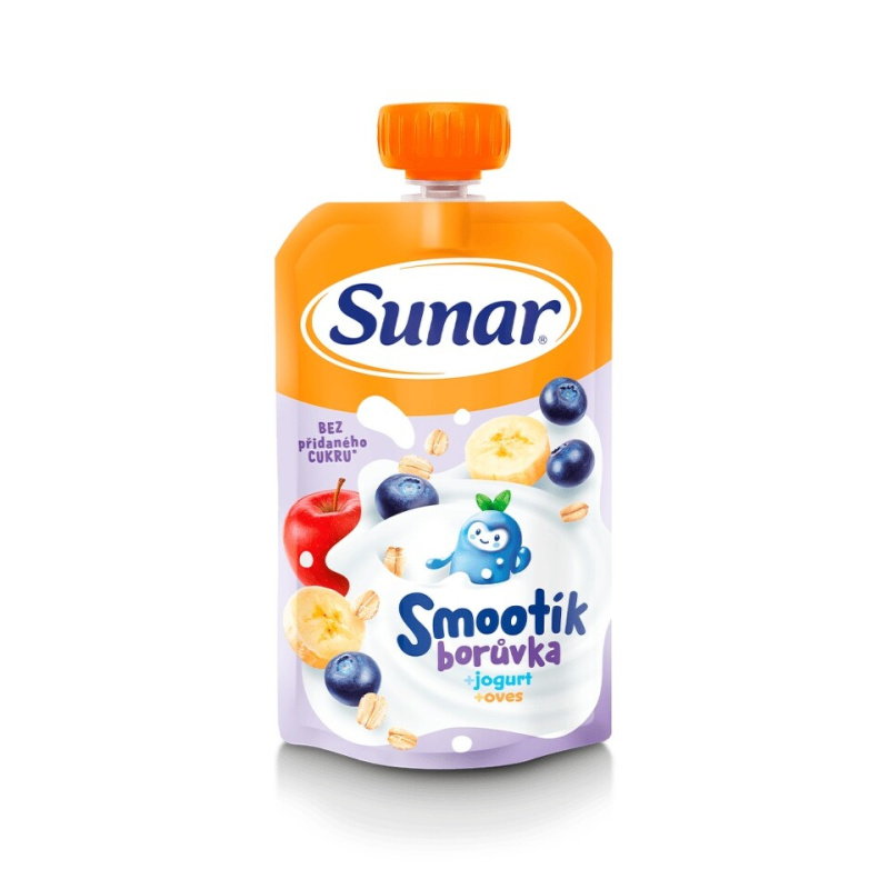 Sunar Smootík dětská kapsička borůvka, jogurt a ovesné vločky