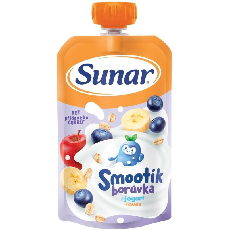 Sunar Smootík dětská kapsička borůvka, jogurt a ovesné vločky