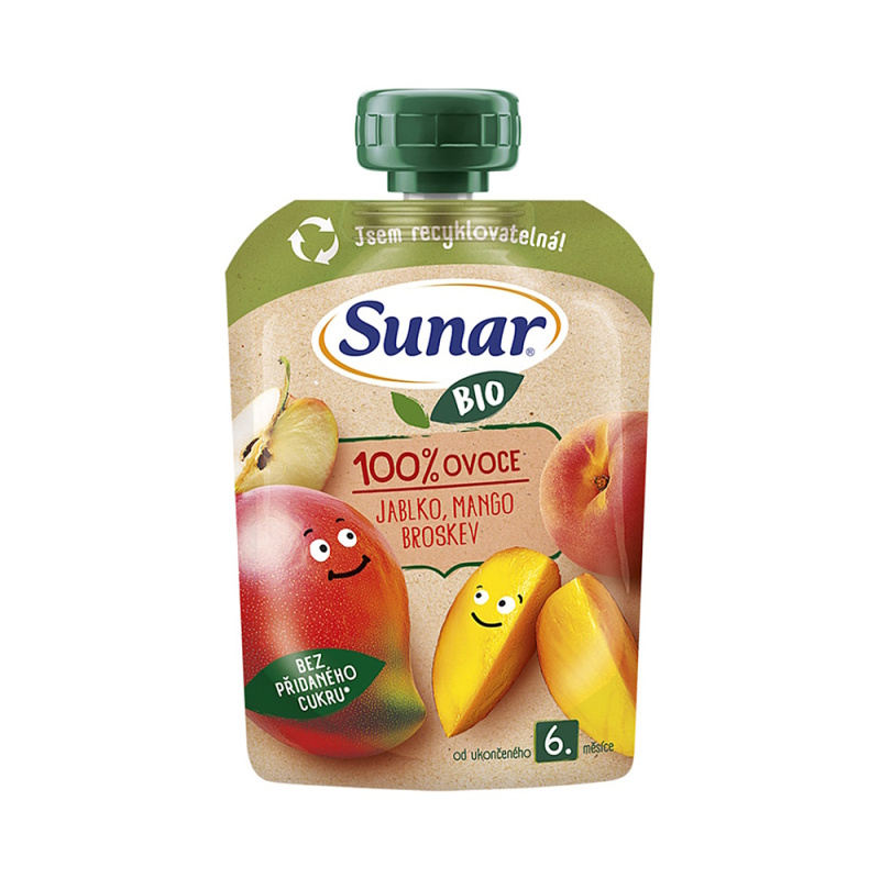 Sunar BIO Ovocná kapsička jablko, mango, broskev