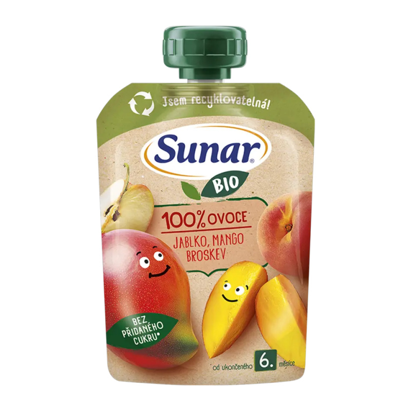 Sunar BIO Ovocná kapsička jablko, mango, broskev