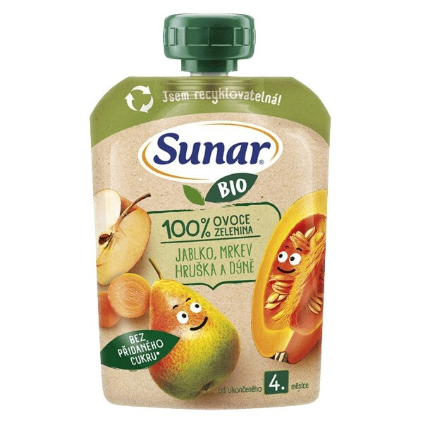 Sunar BIO Ovocno-zeleninová kapsička jablko, hruška, mrkev, dýně
