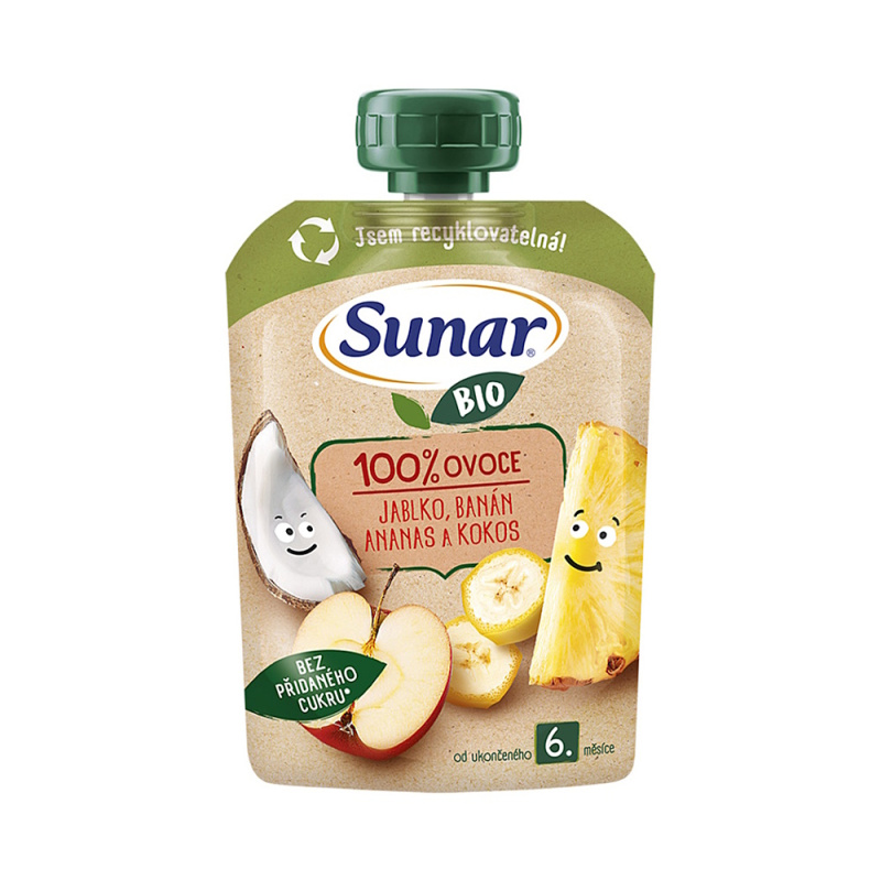 Sunar BIO Ovocná kapsička jablko, banán, ananas, kokos