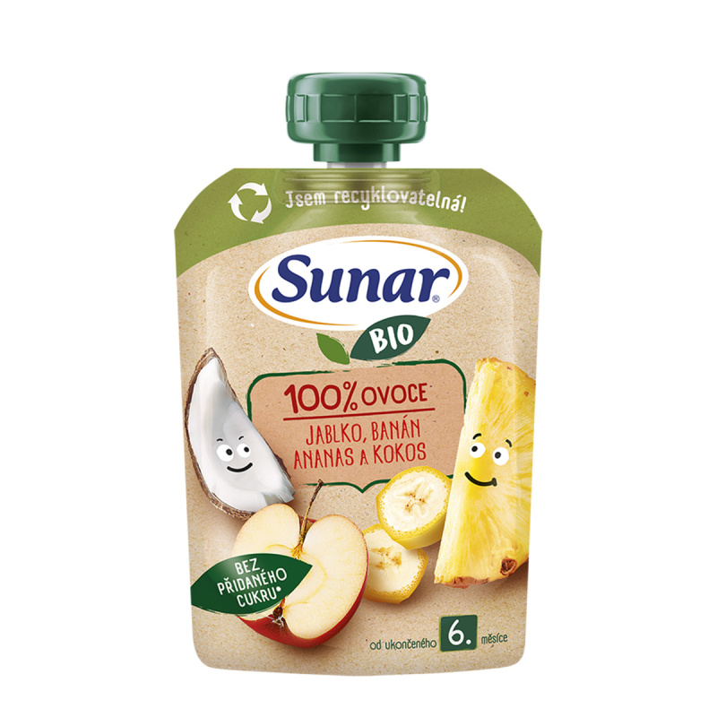 Sunar BIO Ovocná kapsička jablko, banán, ananas, kokos