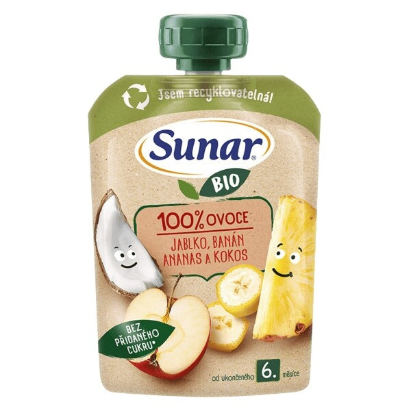 Sunar BIO Ovocná kapsička jablko, banán, ananas, kokos