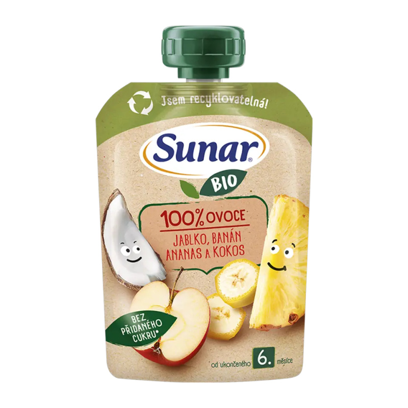 Sunar BIO Ovocná kapsička jablko, banán, ananas, kokos