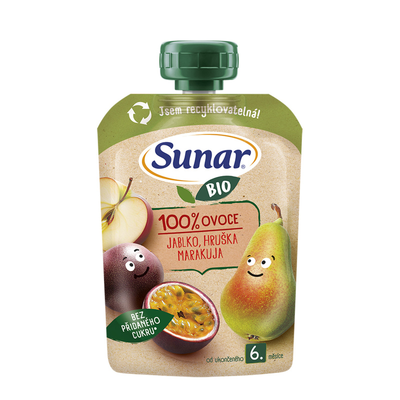 Sunar BIO Ovocná kapsička jablko, hruška, marakuja