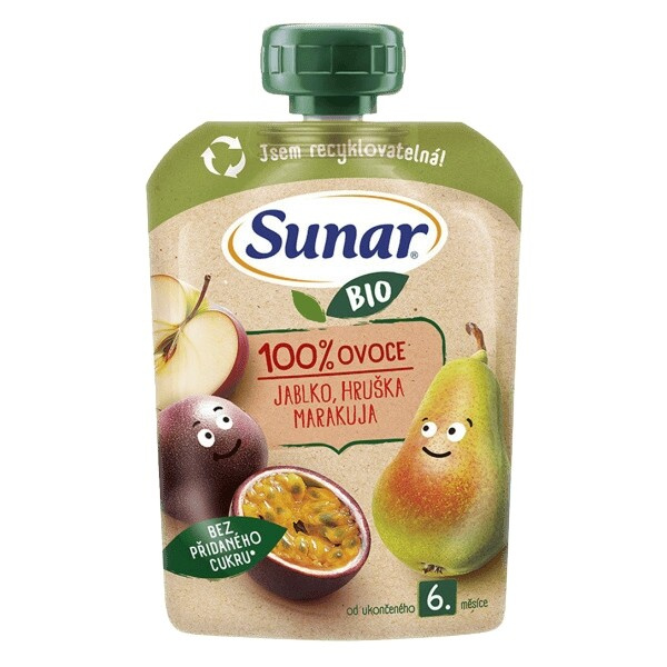 Sunar BIO Ovocná kapsička jablko, hruška, marakuja