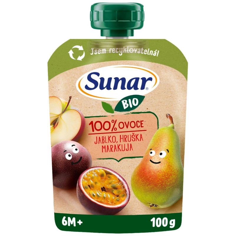 Sunar BIO Ovocná kapsička jablko, hruška, marakuja