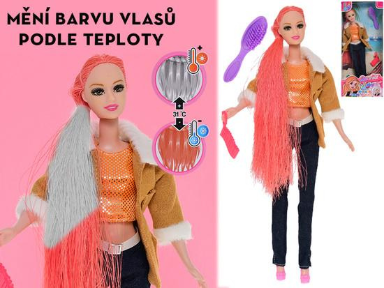 Panenka módní 29 cm s vlasy měnící barvu a doplňky