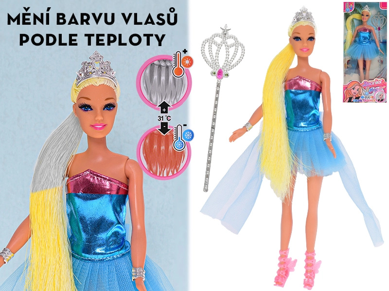Panenka s vlasy měnícími barvu a doplňky 29 cm
