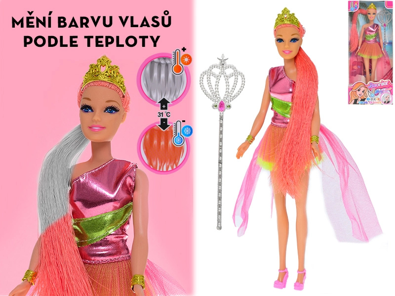 Panenka s vlasy měnícími barvu s doplňky 29 cm